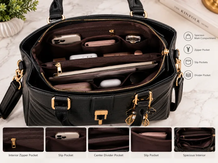 Elegant Black Structured Leather Handbag for Women photo 7