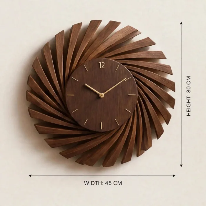Large Sunburst Wall Clock with Light, Oversized Modern Decorative Wall Clock, Spiral Wall Art Clock, Living Room Statement Clock, Silent Mid Century Clock photo 7