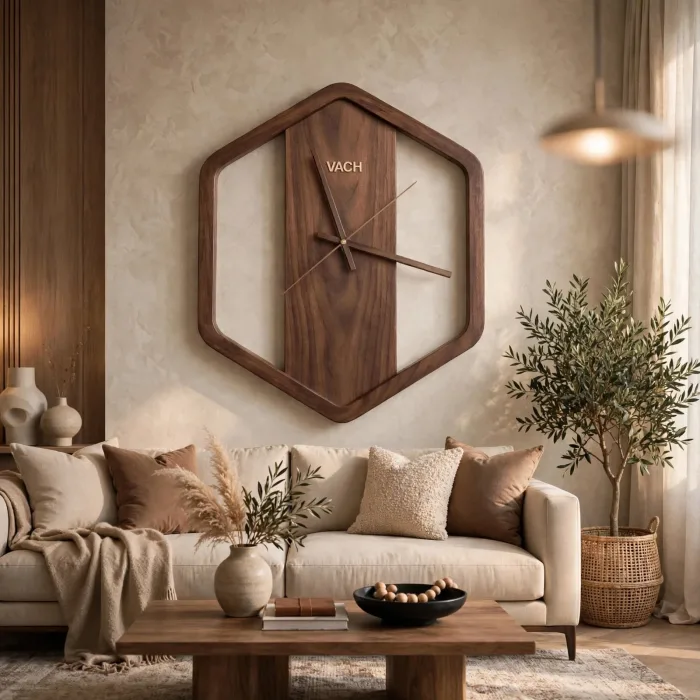 Large Hexagon Wall Clock, Modern Geometric Wall Clock, Minimalist Large Wall Clock, Decorative Statement Clock With Light photo 7