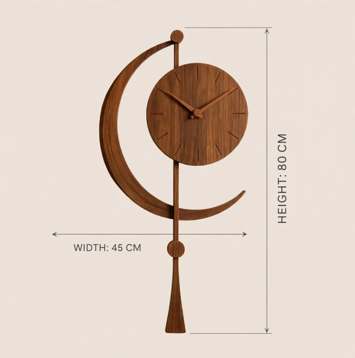 Modern Crescent Moon Wall Clock with Light, Minimalist Wall Clock, Decorative Moon Clock for Living Room, Unique Light Up Wall Clock photo 7