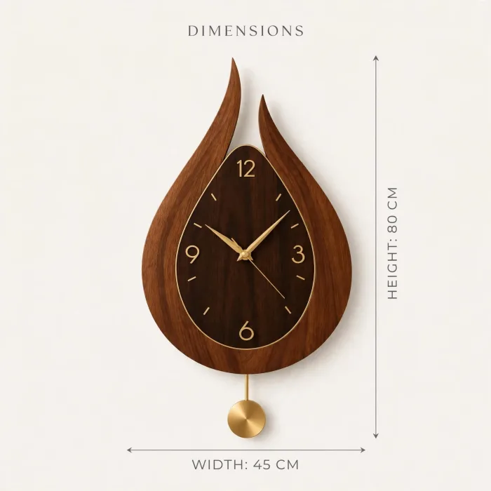Modern Teardrop Wall Clock With Light, Pendulum Wall Clock, Decorative Large Wall Clock, Minimalist Wall Clock, Living Room Wall Clock, Luxury Statement Clock photo 7