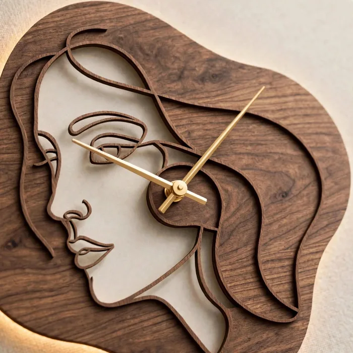 Abstract Face Wall Clock Modern Aesthetic Home Decor photo 6