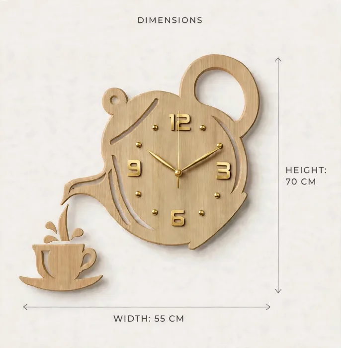 Stylish Teapot And Coffee Cup Wall Clock Decor photo 7