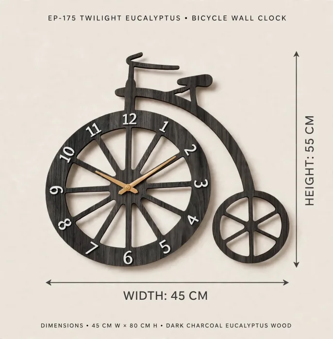 Unique Bicycle Wall Clock Large Modern Home Decor photo 7
