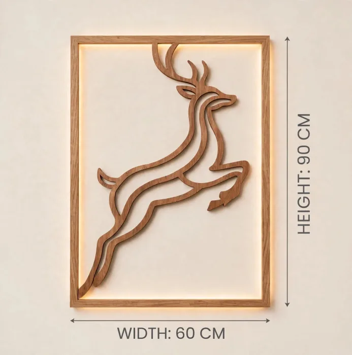 Illuminated Deer Wall Art Modern Living Room Decor photo 7