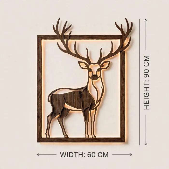 Modern Wooden Deer LED Wall Art Decoration Light photo 7