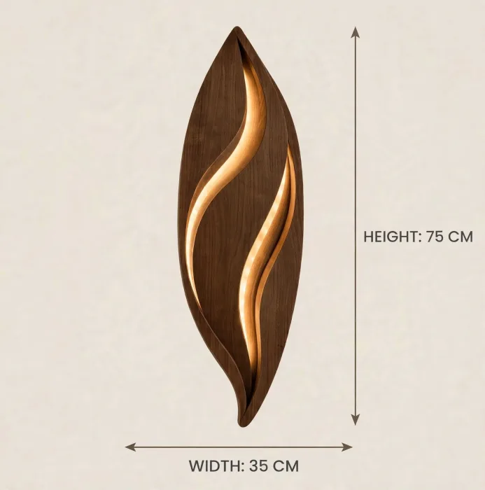 Modern Leaf Wall Light Sculpture Ambient Home Decor photo 7
