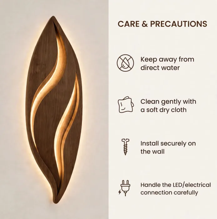 Modern Leaf Wall Light Sculpture Ambient Home Decor photo 8